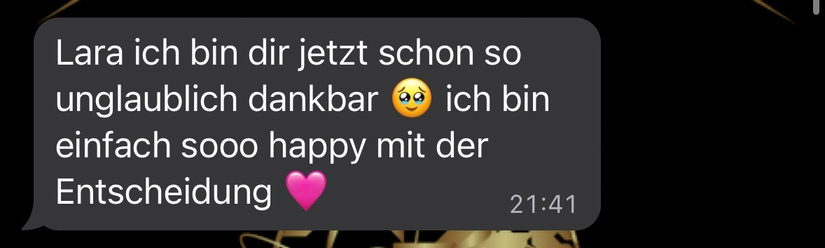 “so unglaublich dankbar” · client DM